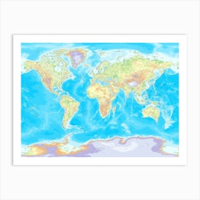 Physical world map 1 Art Print