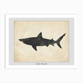 Bull Shark Grey Silhouette 5 Poster Art Print