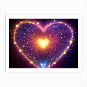 A Colorful Glowing Heart On A Dark Background Horizontal Composition 94 Art Print