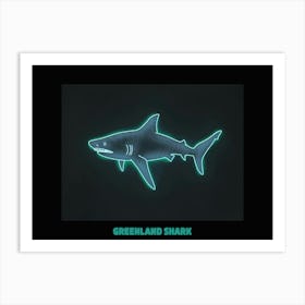 Neon Blue Greenland Shark 2 Poster Art Print