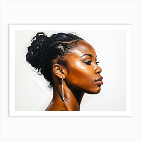 Side Profile Of Beautiful Woman Oil Painting 172 Art Print