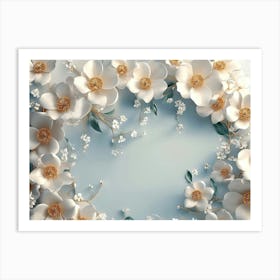 Frame Of White Flowers Art Print