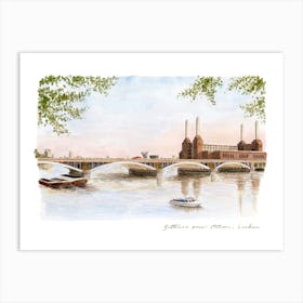 Battersea Power Station, Thames, London Art Print