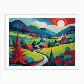 Colorful Country Road Landscape Art Print