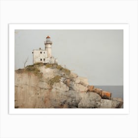 European Coastal Lighthouse Vintage Art Print