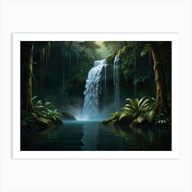 Waterfall In The Jungle 4 Art Print