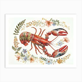 Little Floral Lobster 1 Art Print