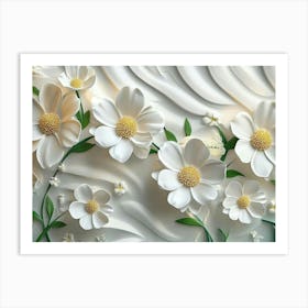 White Flowers On A Wall Art Print