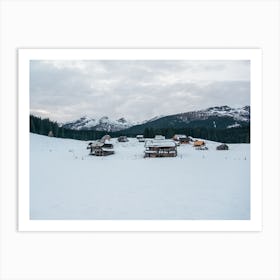 Winter Village In The Mountains Art Print