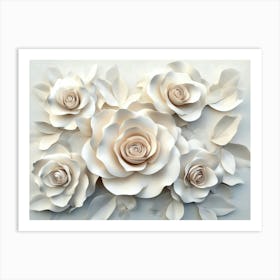 White Rose Seamless Flower Art Print