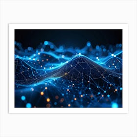 Abstract Digital Art Representing A Futuristic Ai Connection Network Datum Streams Intertwining In Art Print