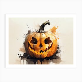 Getaucht in Schatten, erwacht zum Gruseln: Kürbis-Kunstwerk für Halloween II Art Print