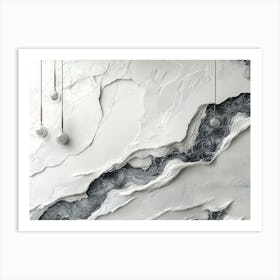 3d Art Gray White Marble Texture Art Print