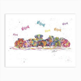 Colourful Guinea pigs in a row Art Print