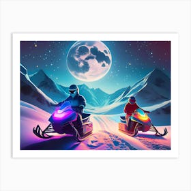 Snowmobiles In The Snow Art Print