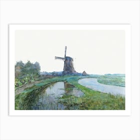 River Gein By Moonlight Background, Oil Painting, Piet Mondrian Art Print