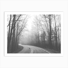 B+W Foggy Road Art Print