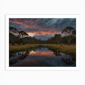 Sunset Over A River 2 Art Print