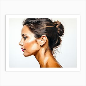 Side Profile Of Beautiful Woman Oil Painting 71 Art Print