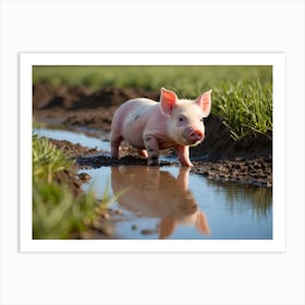 Pig In Puddle Art Print