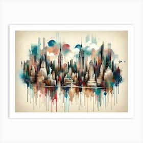 Watercolor New York Skyline Art Print