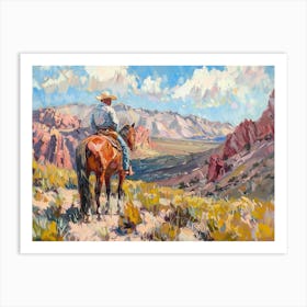 Cowboy In Red Rock Canyon Nevada 2 Art Print