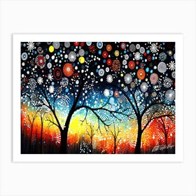 Autumn Night 4 - Christmas Trees Art Print