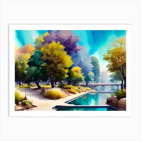 Watercolor Of A Park Art Print