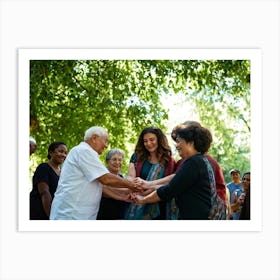 Group Of People Holding Hands 1 Art Print