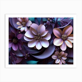 3d Flowers In Purple Art Print