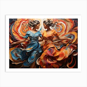 Two Women Dancing Paintings Art Print Art Print