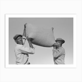 Workers Hefting A Bag Of Rice, Crowley, Louisiana By Russell Lee Art Print