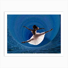 Ballerina - night - the sea - photo montage Art Print