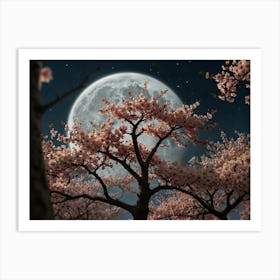 Cherry Blossoms At Night 2 Art Print