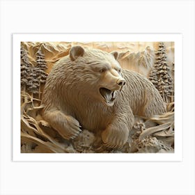 Bear Carving 1 Art Print