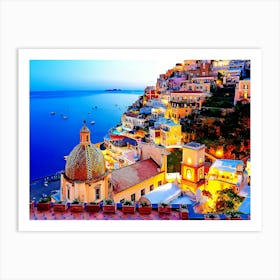 View Of The Town And The Seaside In A Summer Sunset Sorrento, Italy Art Print