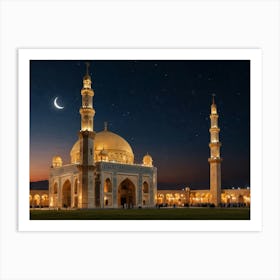 Islamic Mosque At Night Art Print