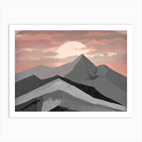 Mountain Landscape Watercolor Scene Art Print