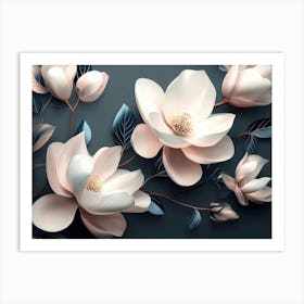 Abstract Background Of 3d Magnolia Flowers 1 Art Print