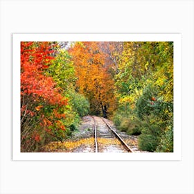 Autumn Train Track Art Print