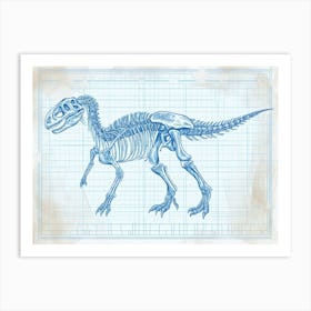 Parasaurolophus Skeleton Hand Drawn Blueprint 2 Art Print