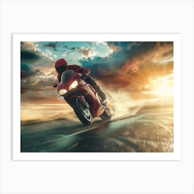 Motorcycle Rider On The Road Art Print