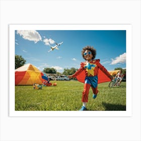 Child In Superhero Costume Art Print