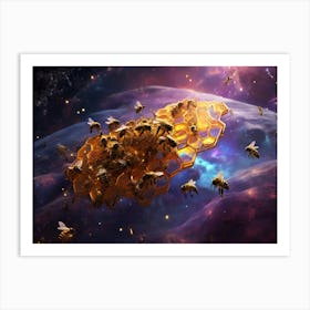 Bees In Space Paintings Art Print Art Print