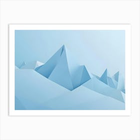 Abstract Blue 3d Geometric Mountain Range Art Print