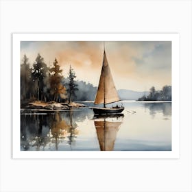 Sailboat Painting Lake House (20) Art Print