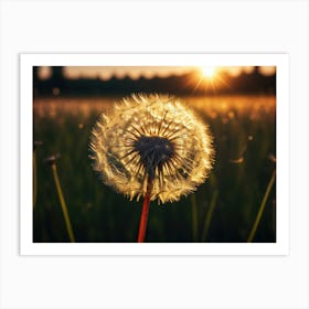 Dandelion sitting on a field, morning or dusk 3 Art Print