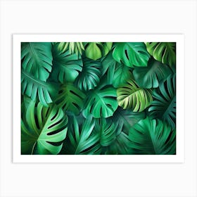 Vibrant Green Background with A 3d Of Dense Forest Art Print