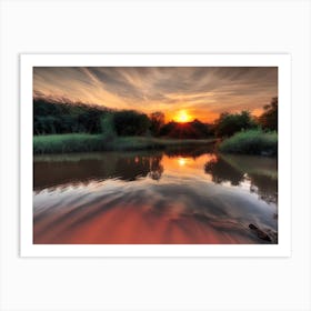 Sunset Over The River 3 Art Print