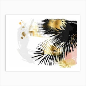 Gold And Black Palm Leaves 5 Art Print